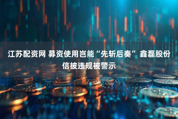 江苏配资网 募资使用岂能“先斩后奏” 鑫磊股份信披违规被警示